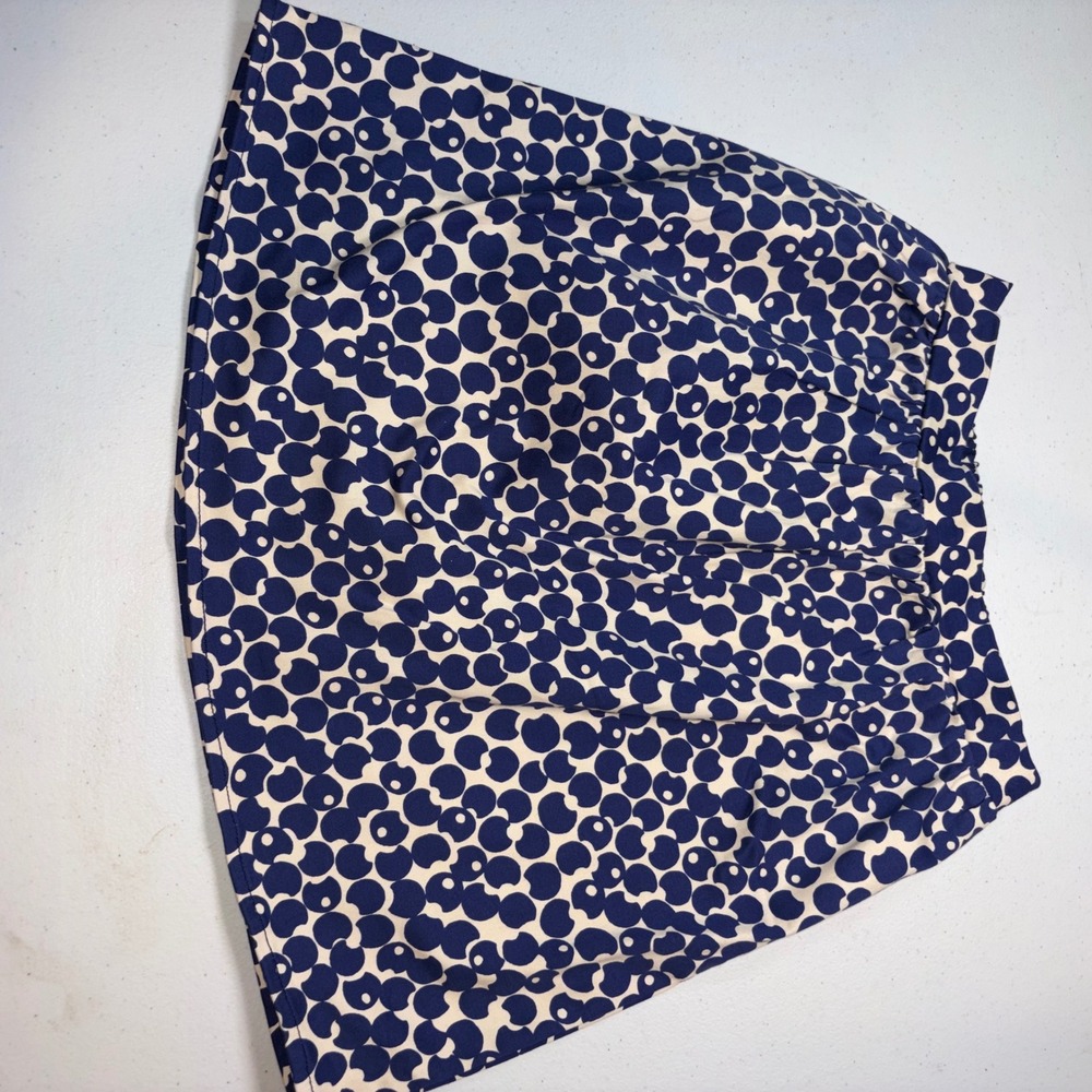 Lily White Navy‎ Blue Cream Abstract Dot Mini Skirt Elastic Waist Size S 5185